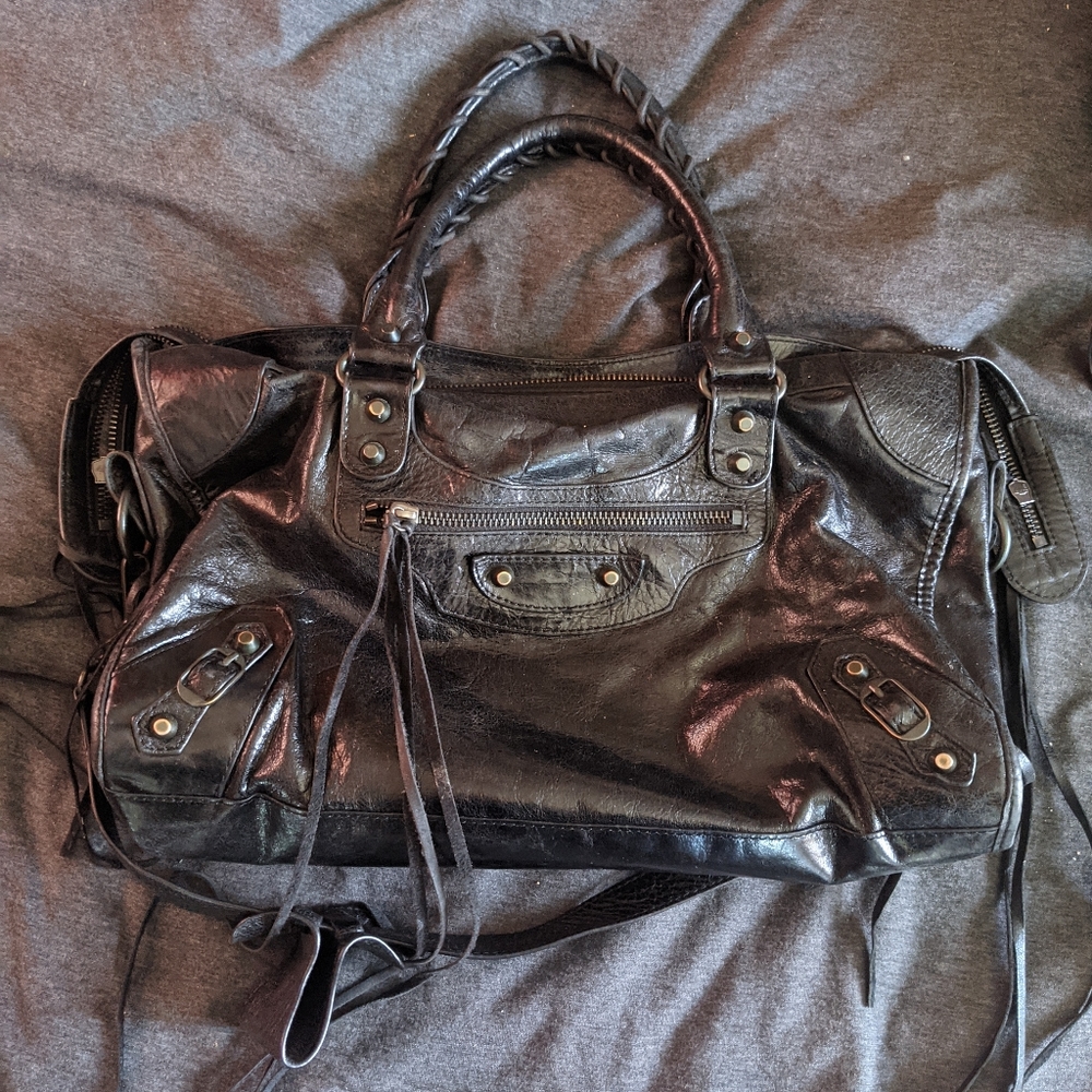 Black Leather City Bag